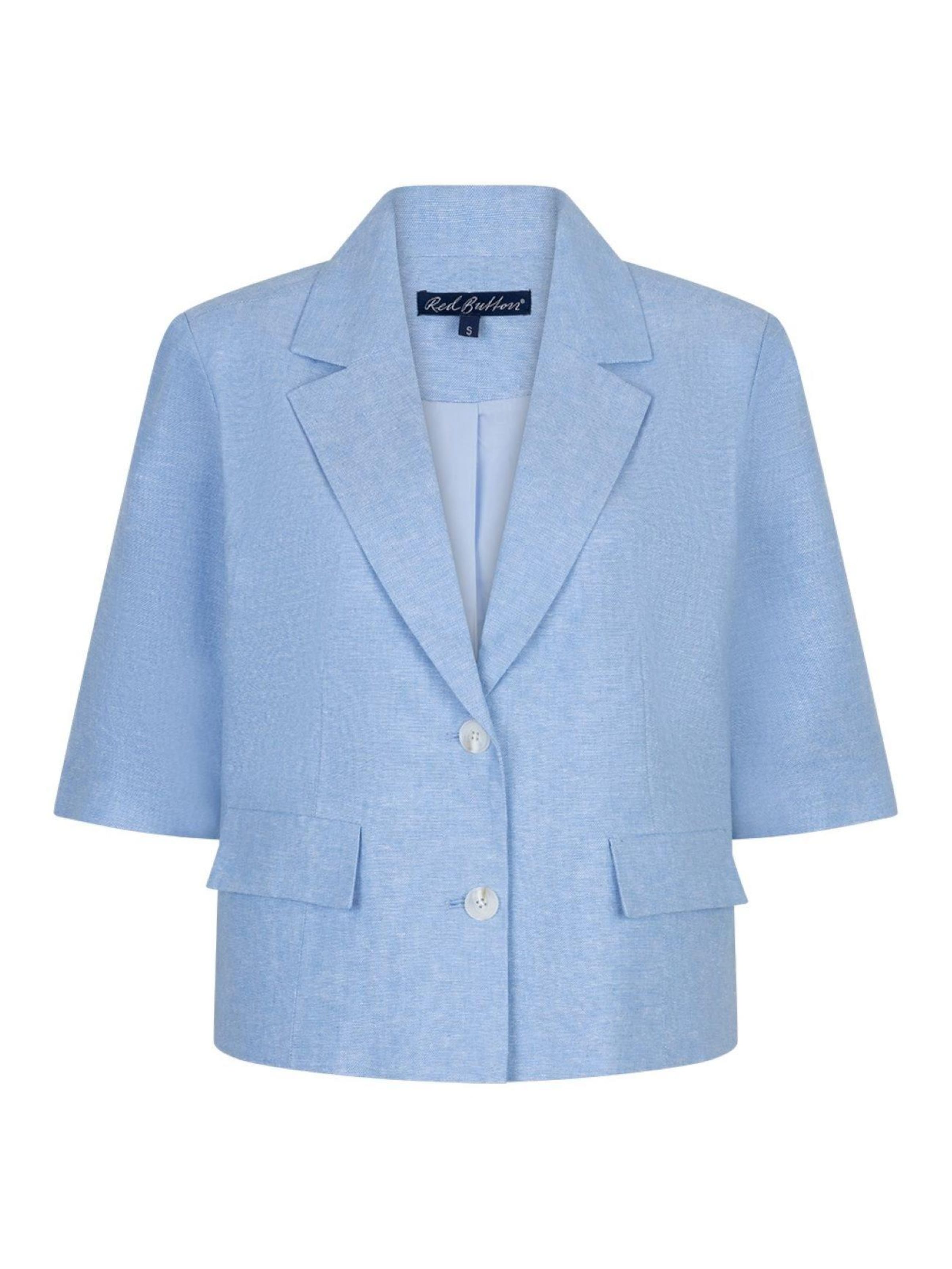 Red Button Blazers 'Red Button Blazer Linen Melang' in Blauw: voorkant