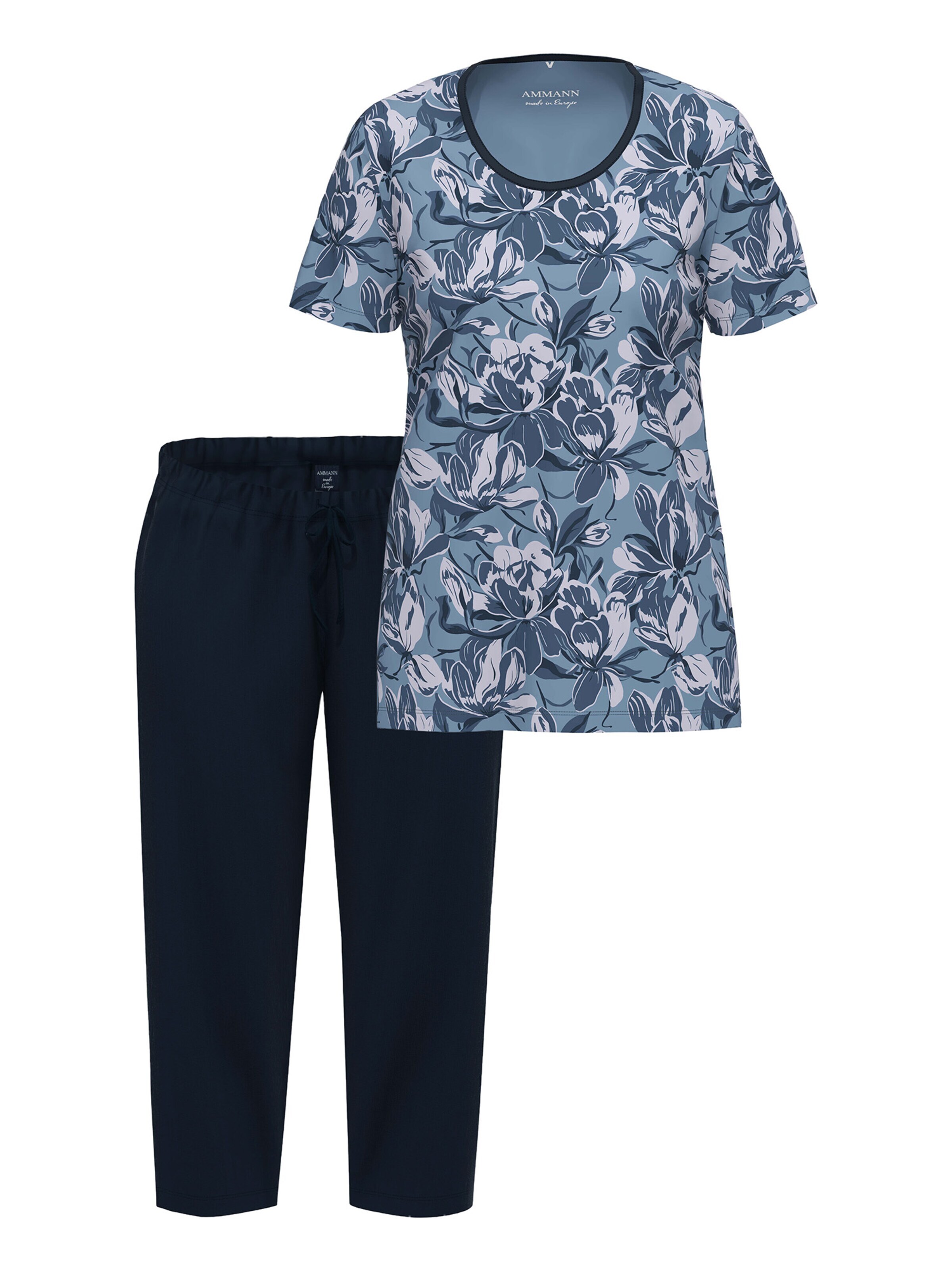 Ammann Pyjama 'Night & Home' in Blauw: voorkant
