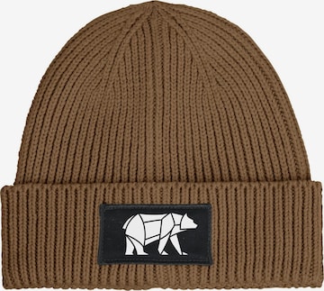 Neverless Beanie 'Bär Lineart Polygon' in Brown: front