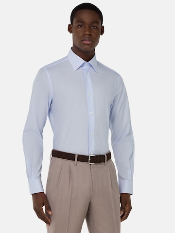 Coupe regular Chemise business Boggi Milano en bleu : devant