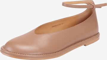 Ekonika Ballet Flats with Strap in Brown: front