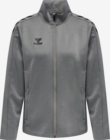 Hummel - Sudadera con cremallera deportiva en gris: frente