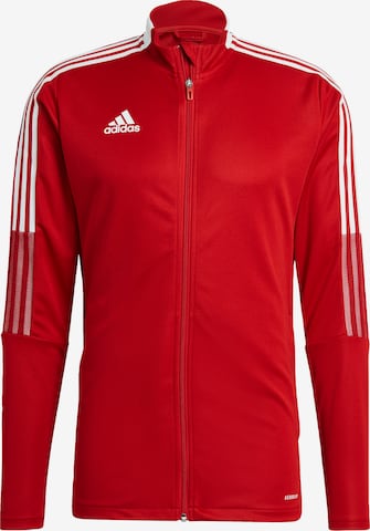 ADIDAS SPORTSWEAR Skinny Athletic Jacket 'Tiro 21' in Red: front