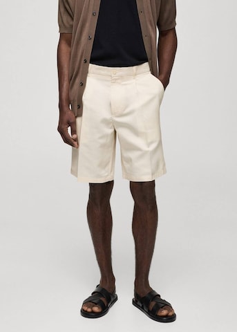 MANGO MAN Normální Kalhoty s puky 'Piuma' – béžová: přední strana