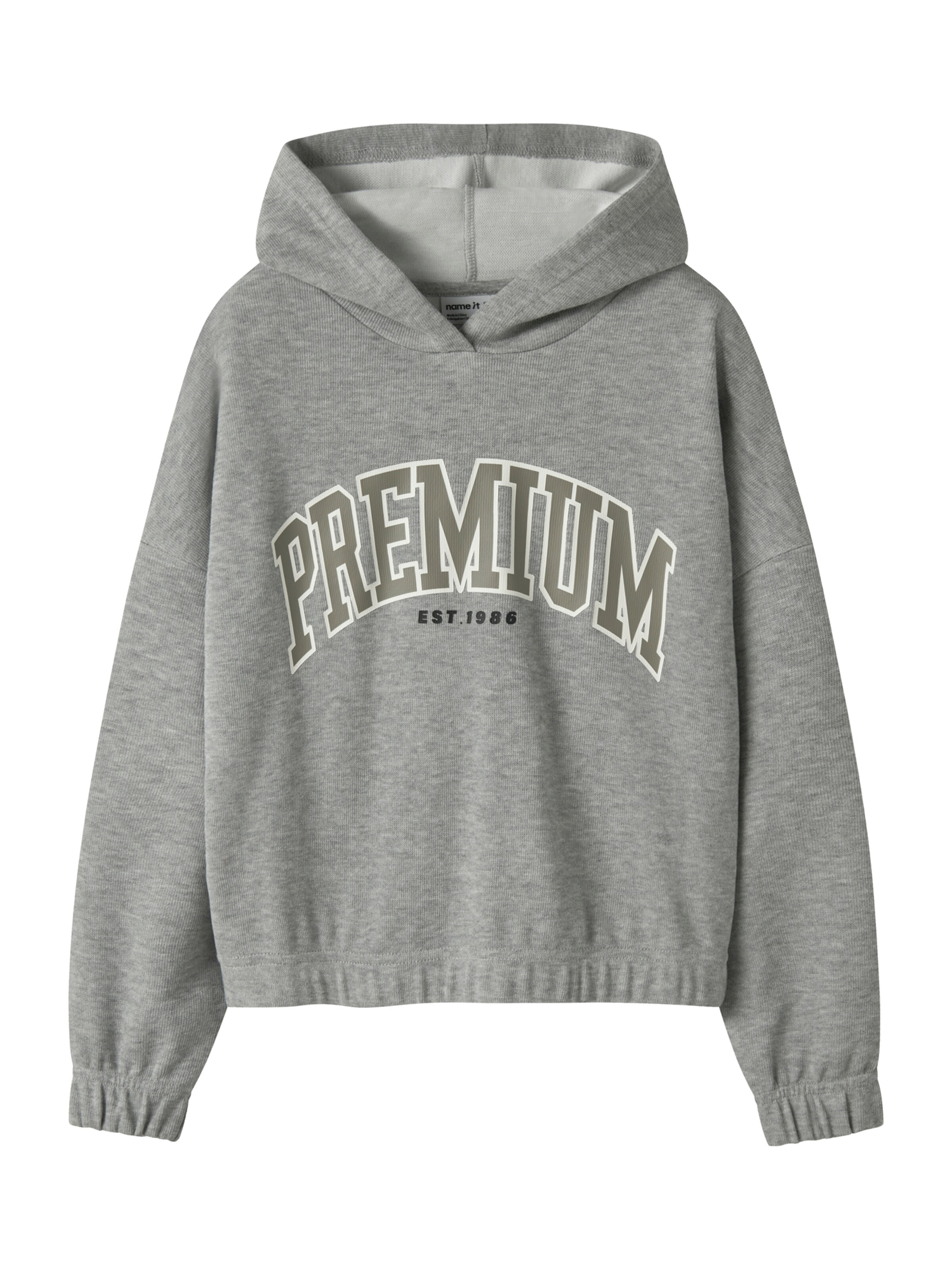 NAME IT Sweatshirt 'NKFOKOMMA' in 122-128 in graumeliert / oliv / schwarz / weiß, Produktansicht