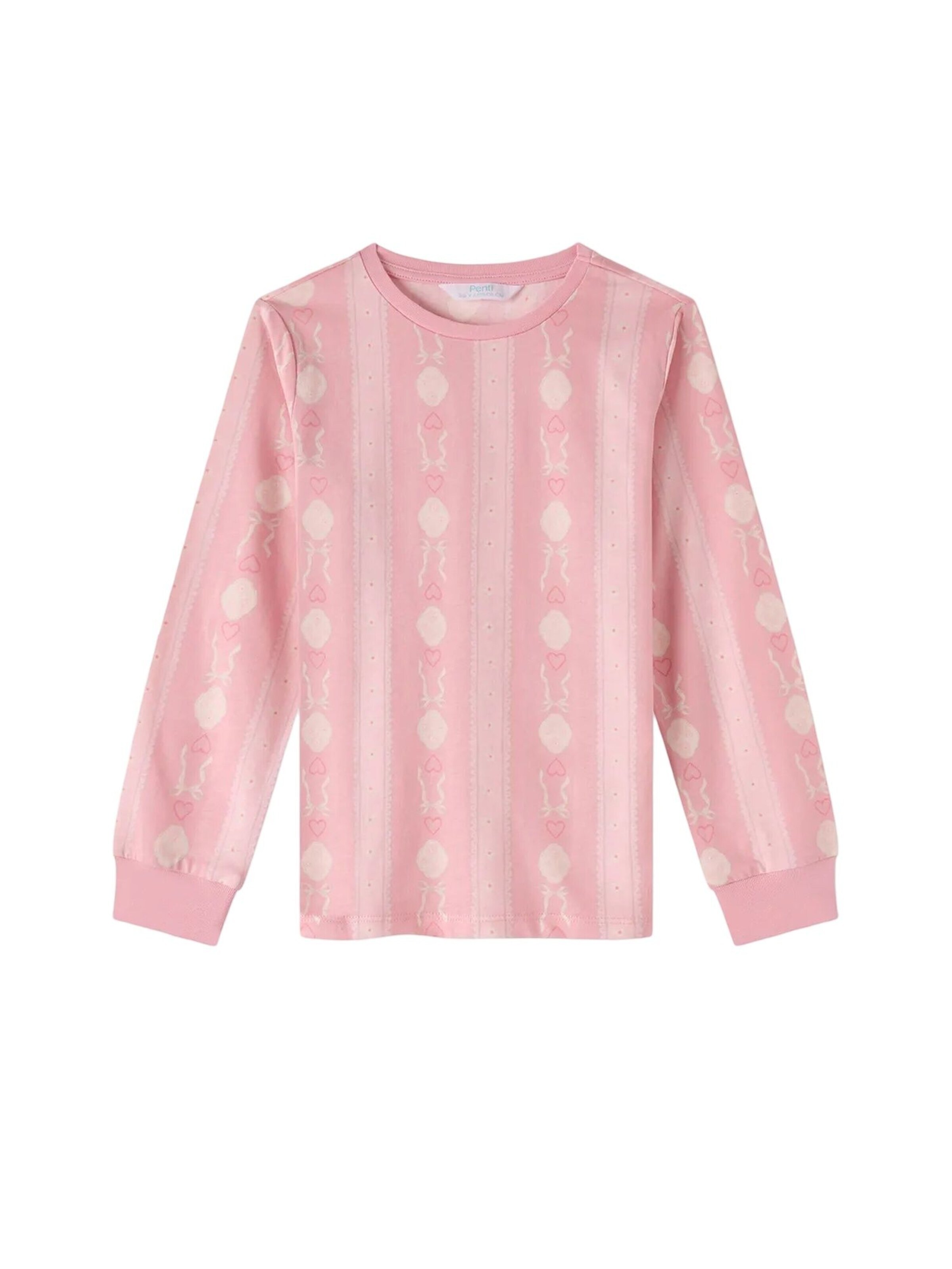 PentiPidžama set 'PENTI Mädchen-Pyjama-Set Whisper Bows aus Baumwolle mit langen Ärmeln' - roza boja