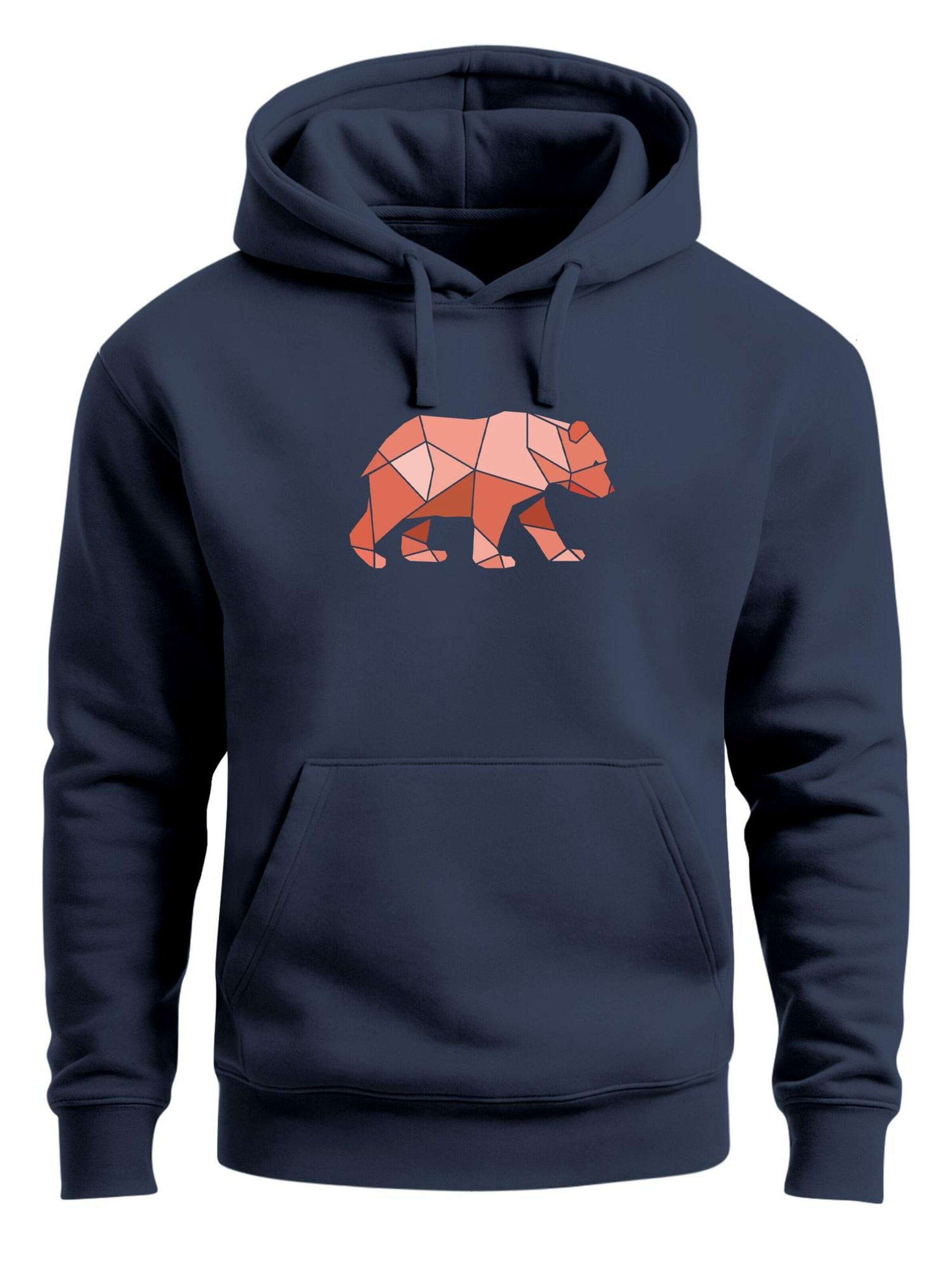 Neverless Sweatshirt 'Bär Polygon' in Blue: front