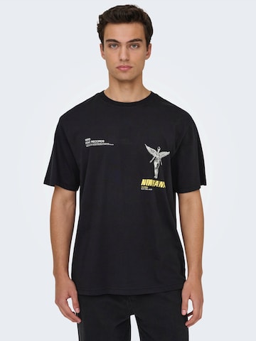 Only & Sons T-Shirt 'ONSNIRVANA' in Schwarz: Vorderseite
