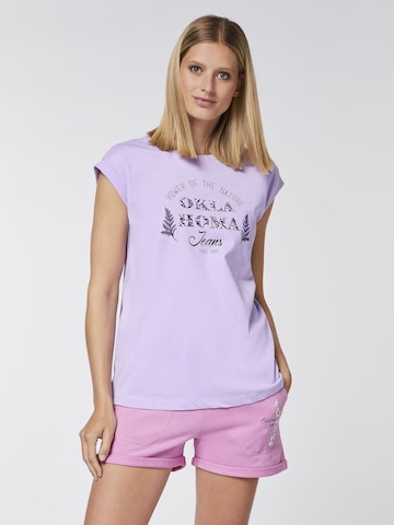 Oklahoma Jeans T-Shirt ' mit Statement-Print aus Jersey ' in Lila: predná strana