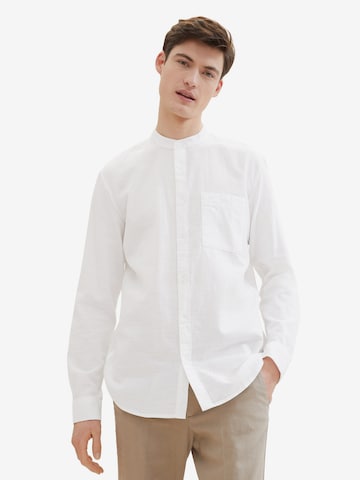TOM TAILOR DENIM Regular Fit Skjorte i hvid: forside