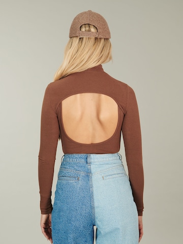 ABOUT YOU x Alina Eremia Shirt Bodysuit 'Claire' in Brown