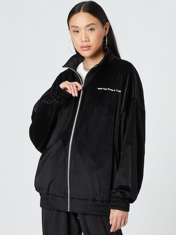 ABOUT YOU x Dardan Zip-Up Hoodie 'Enno' in Black