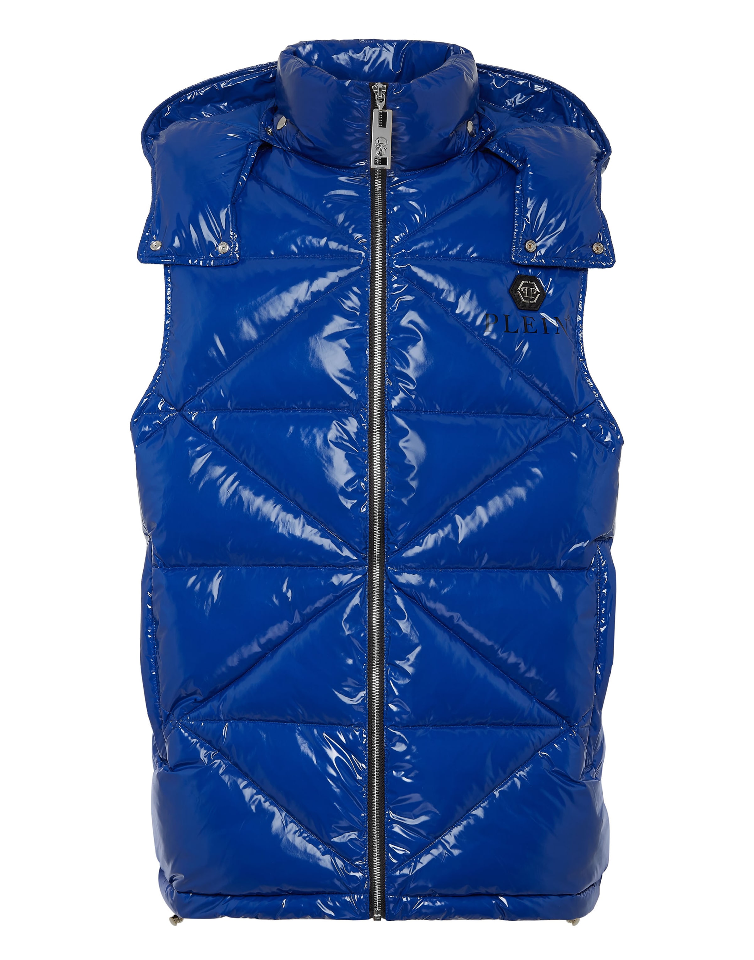 Philipp Plein - Colete 'Hexagon' em azul: frente