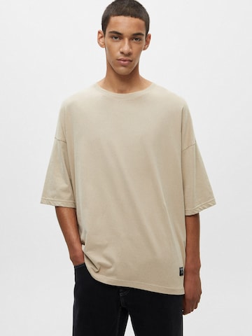 T-Shirt Pull&Bear en beige : devant