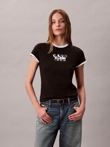 Calvin Klein Jeans Shirt '1968' in Zwart: voorkant
