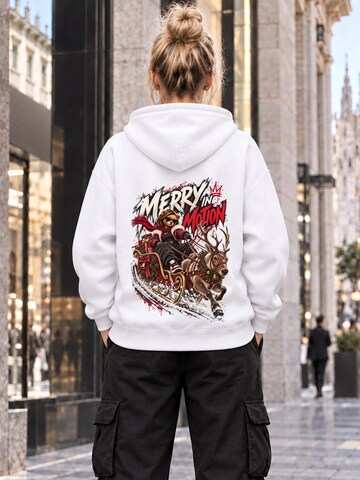 LUNØIR StudioSweater majica 'BOSS Femme Christmas Reindeer Ride' - bijela boja