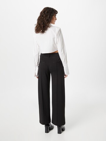 ICHI Wide leg Trousers with creases 'KATE' in Black