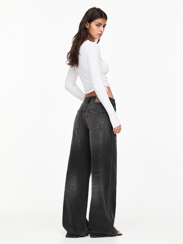 Pull&Bear Wide Leg Jeans in Schwarz