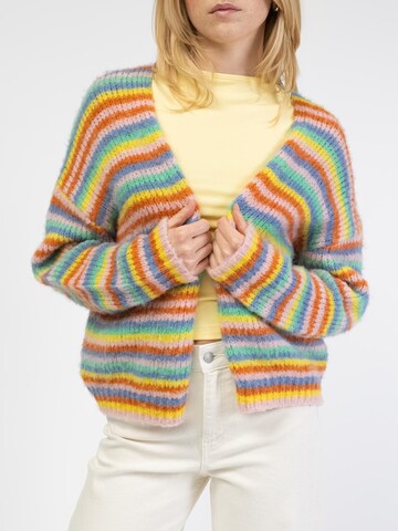 BROKE + SCHÖN Knit Cardigan 'Strickjacke in Regenbogenfarben' in Orange