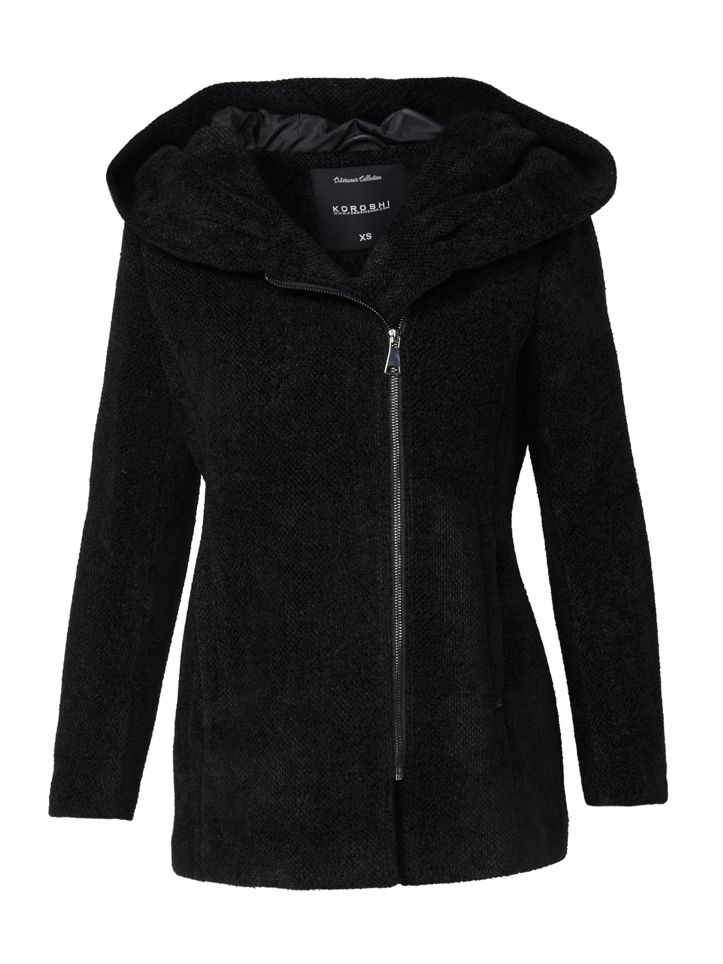 KOROSHI Zimný kabát - Čierna: predná strana