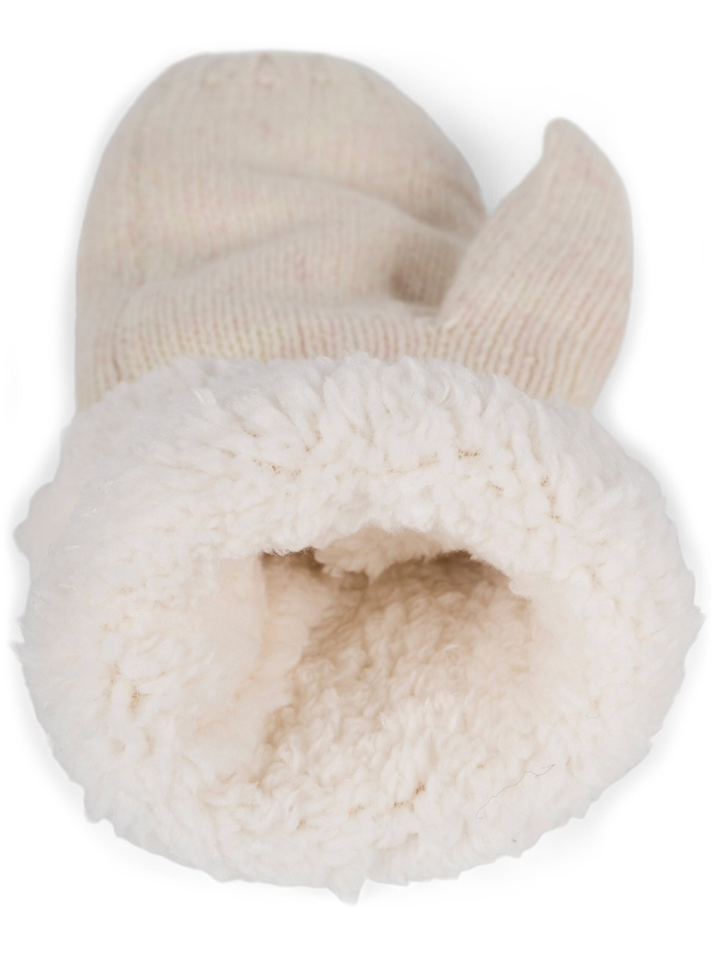 styleBREAKER Mittens 'Strickhandschuhe Fäustlinge mit Strass und Perlen' in Beige