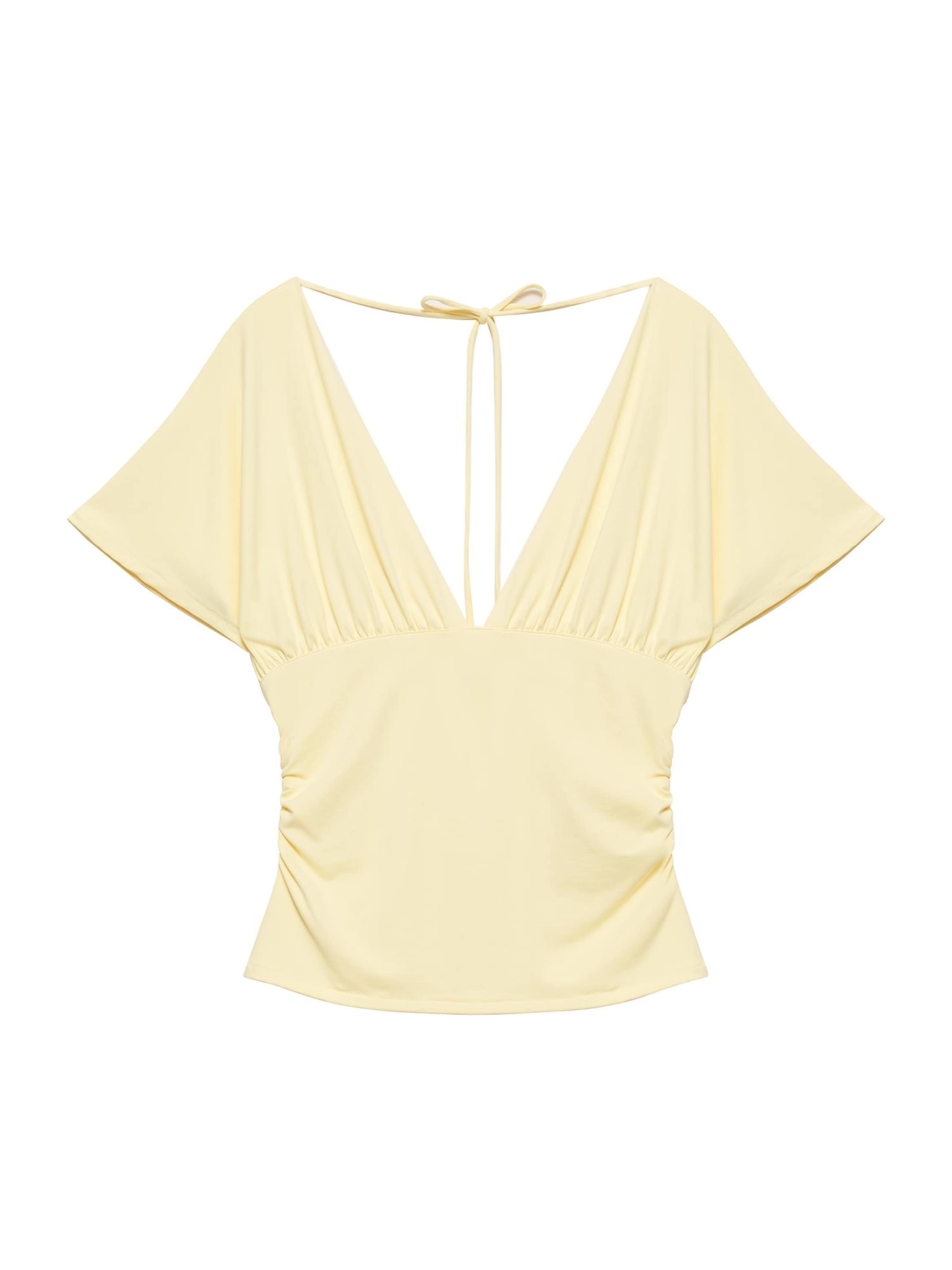 Pull&Bear Тениска в жълто: отпред