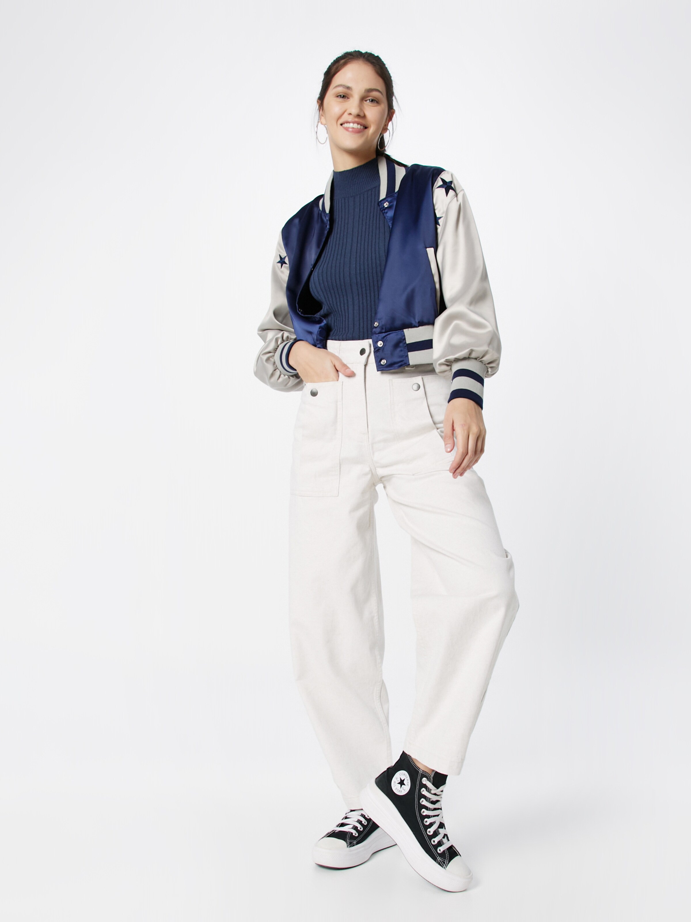 TOPSHOP Wide leg Pants in Ecru ABOUT YOU