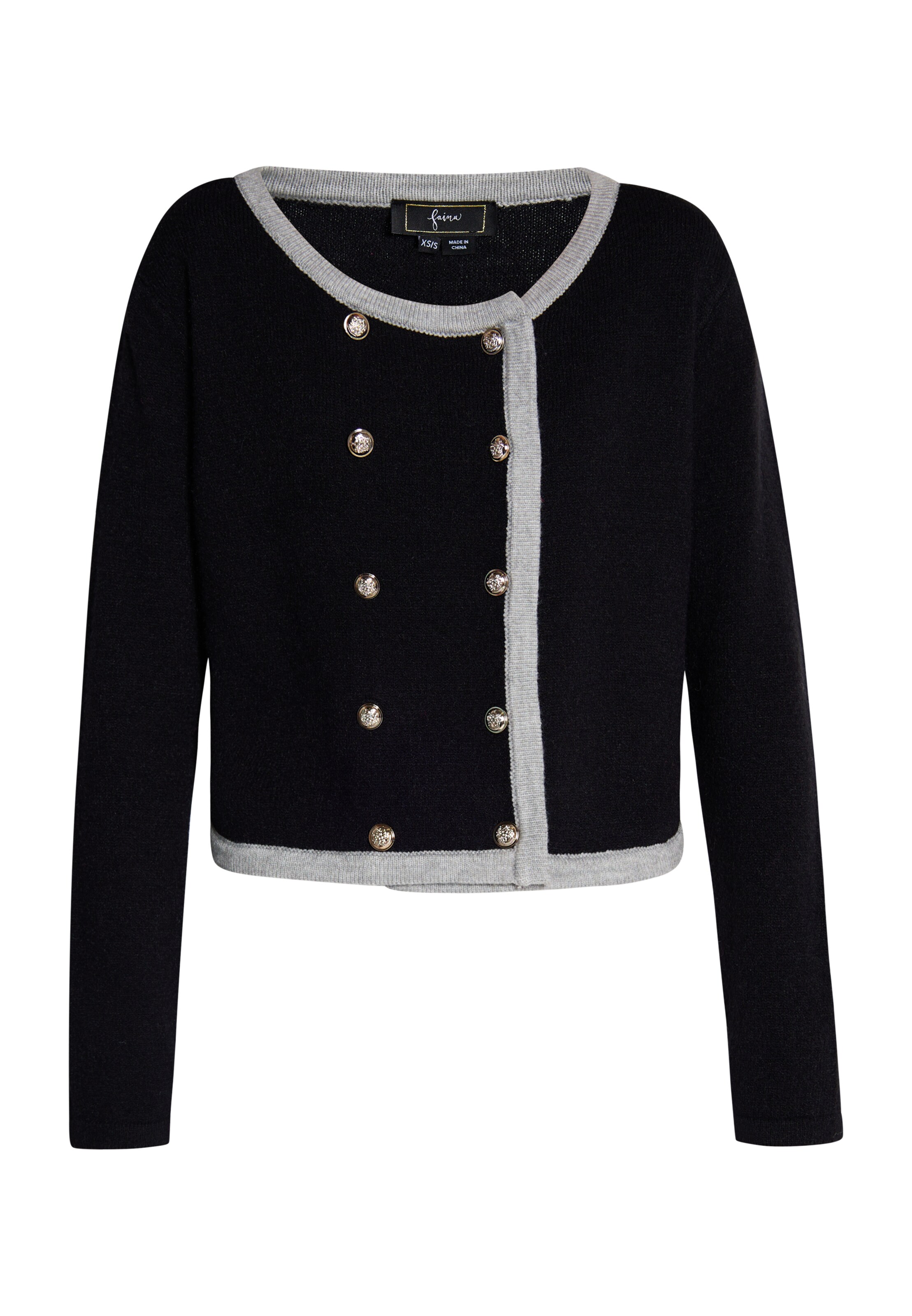 faina Strickjacke in Schwarz: Vorderseite