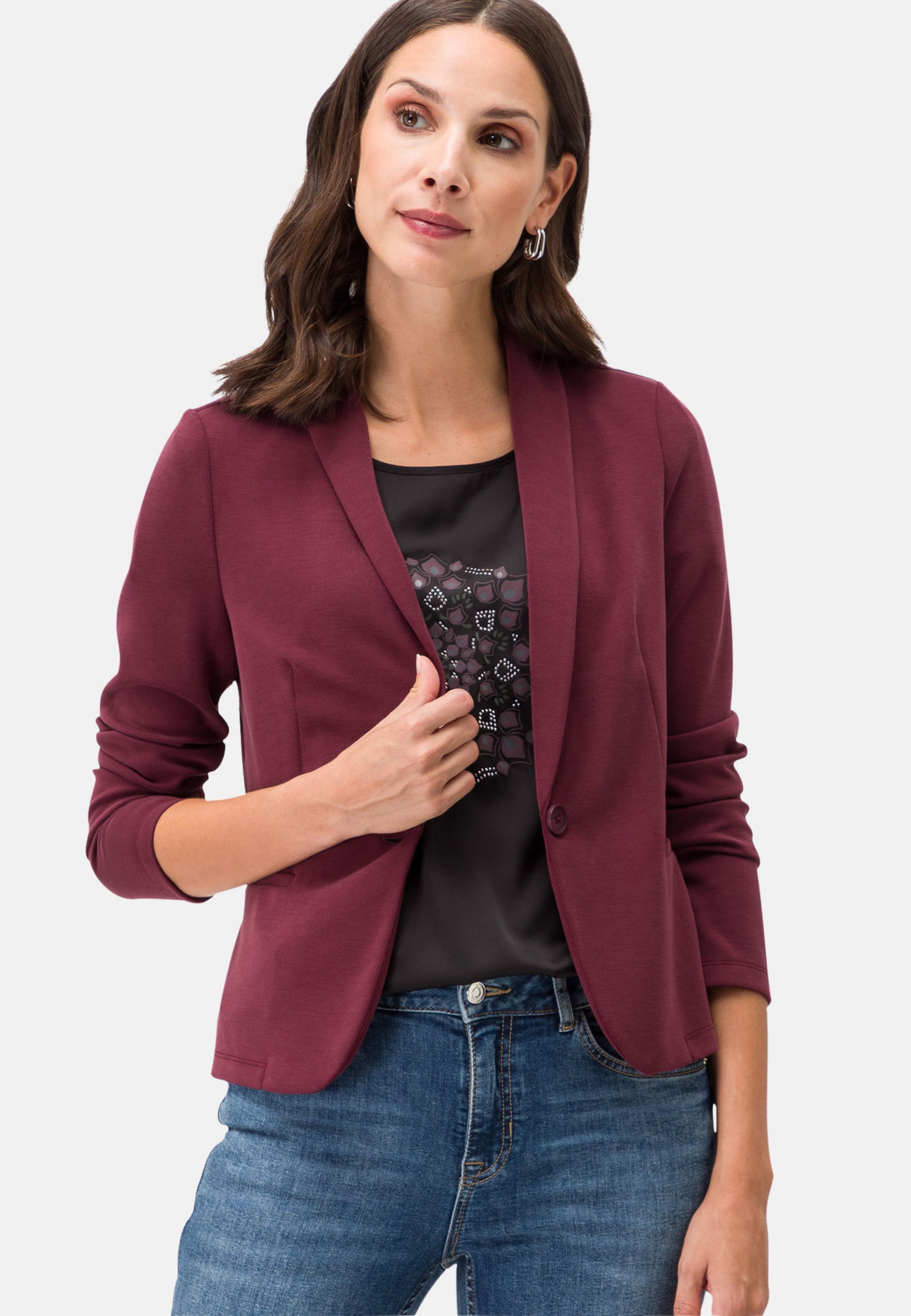 Maroon blazer with jeans sale