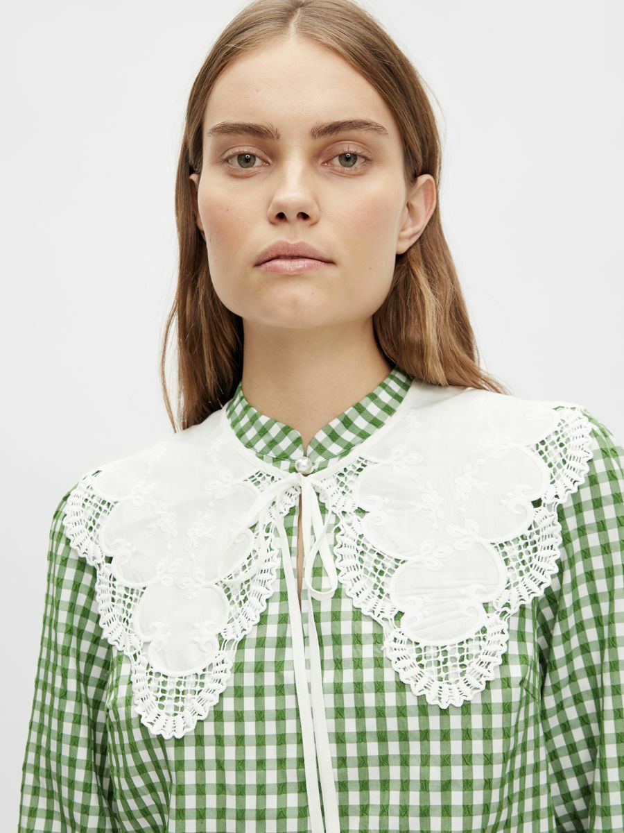 OBJECT Bluse Gingham in Grün OBJECT Bluse Gingham in Grün