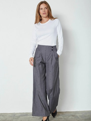 Wide Leg Pantalon à pince 'Saga' co'couture en gris