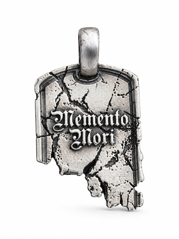 Brelocuri 'SCRIPTUM. MEMENTO MORI' de la REYTEL pe argintiu: față
