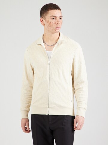 BOSS Sweat jacket 'H-Siza 08' in Beige: front
