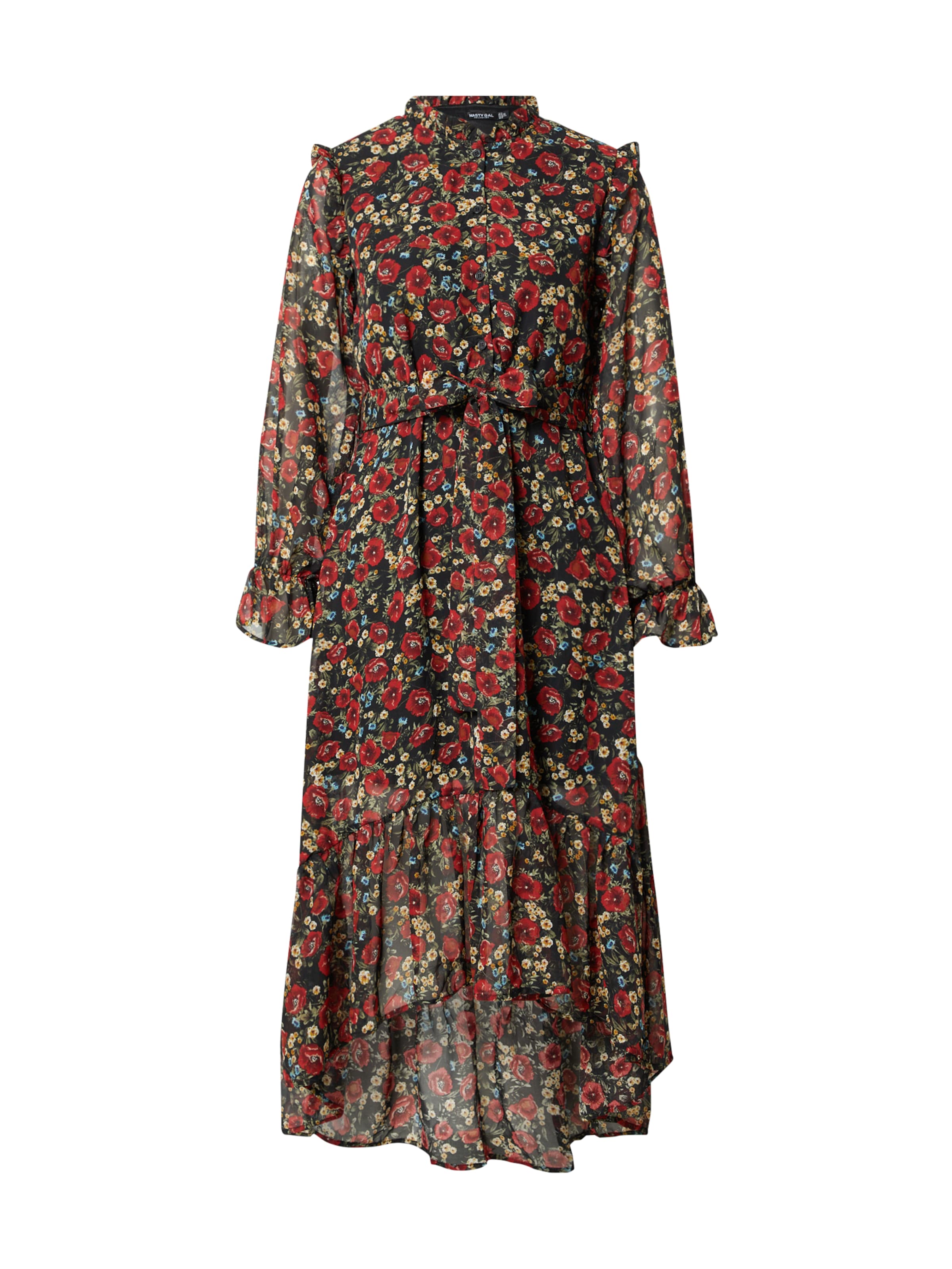 Nasty Gal Рокля тип риза в черно: отпред