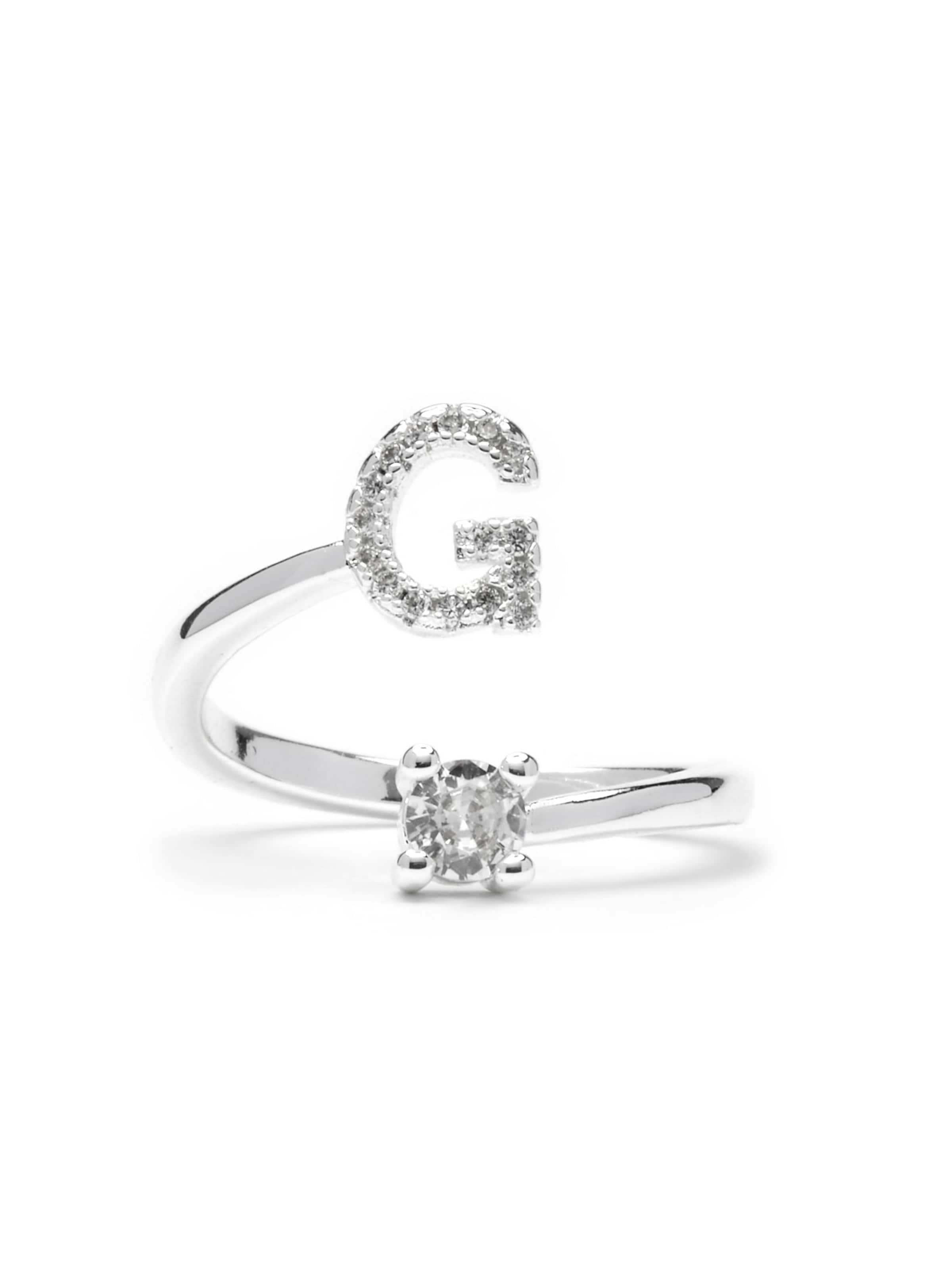 Luxenter Ring 'Alphabet G' in Zilver: voorkant
