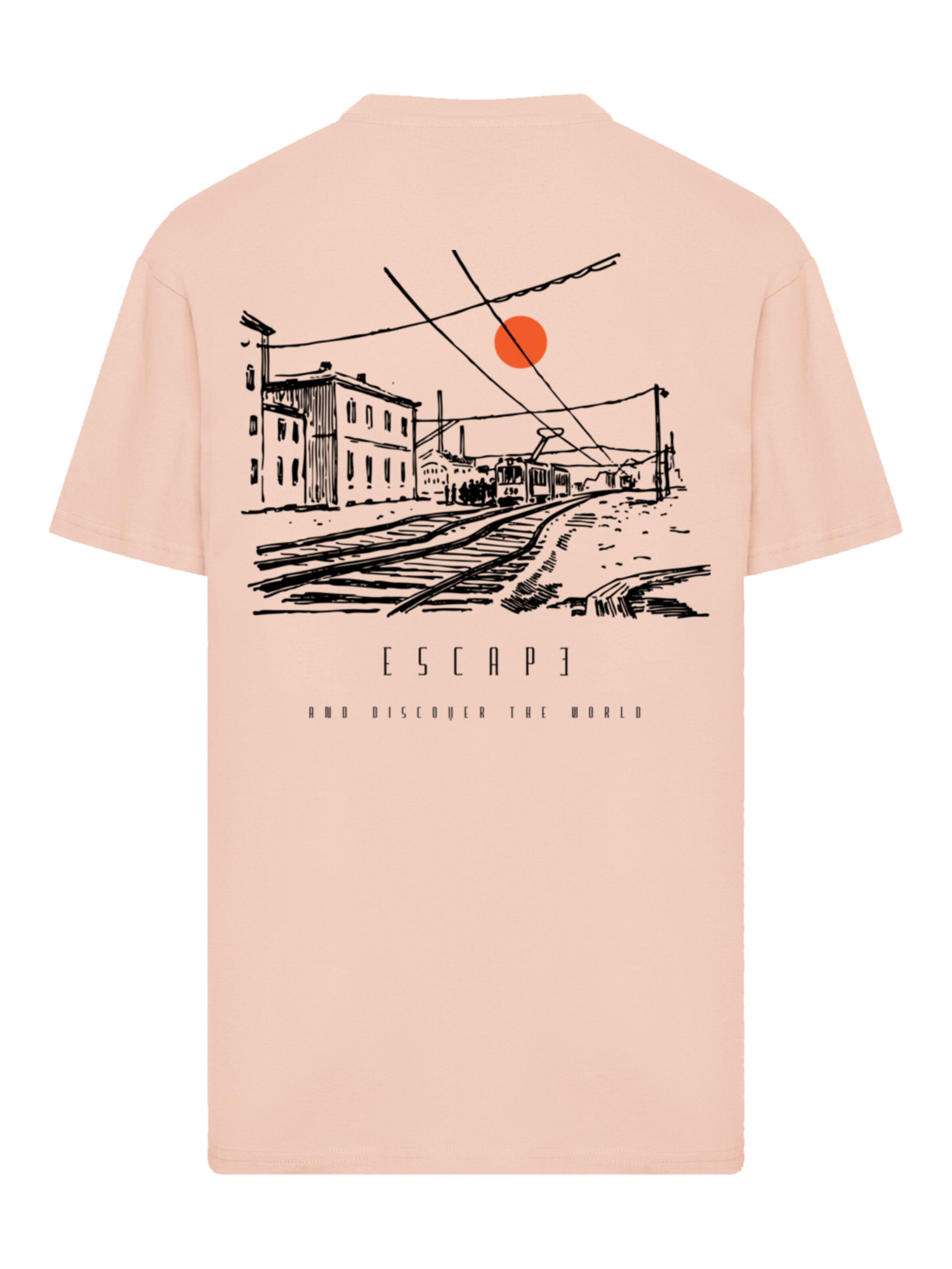 F4NT4STIC Shirt 'Escape Discover the World Town Train Station' in Beige