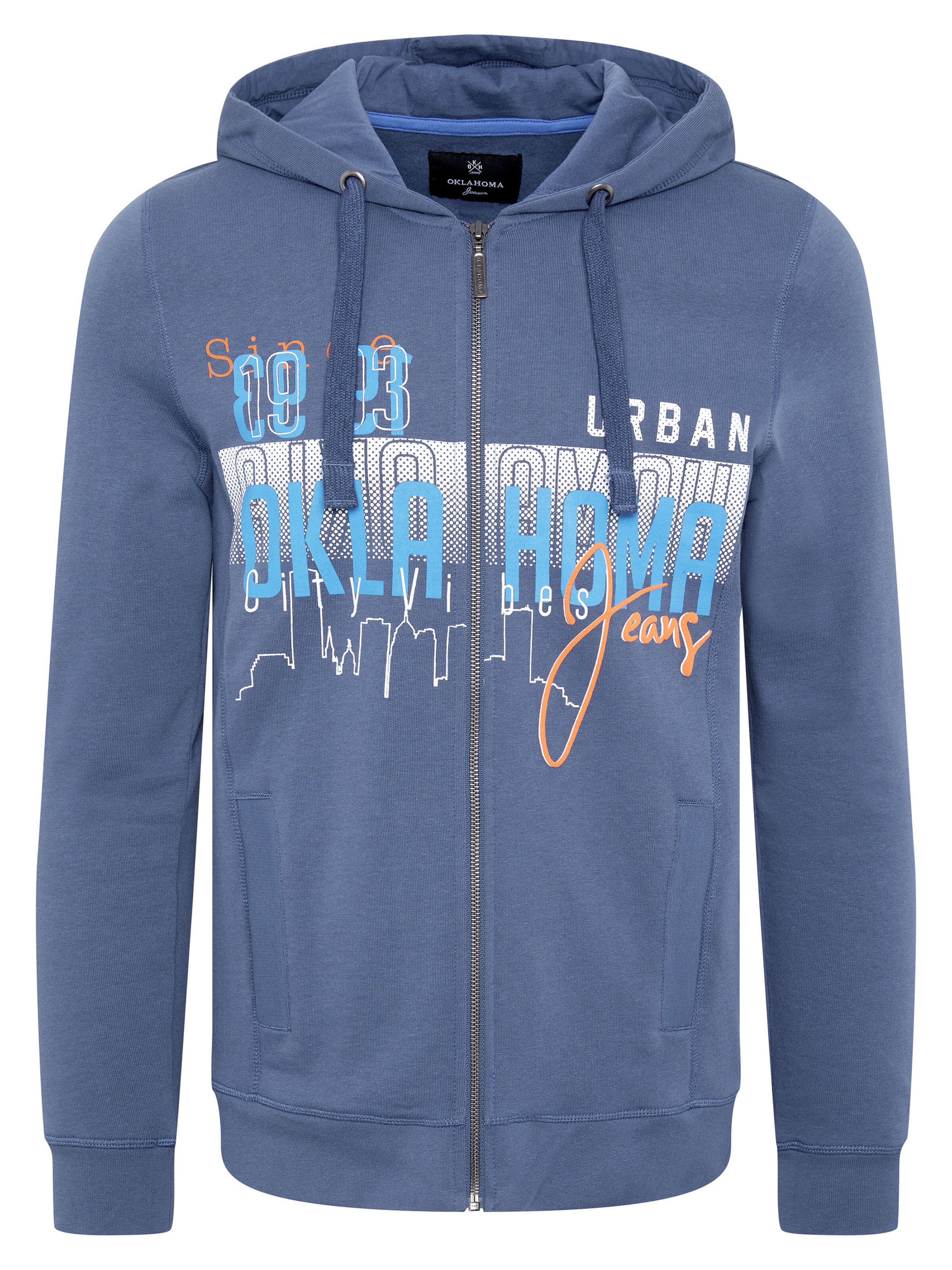 Oklahoma Jeans Sweatjacke in Blau: Vorderseite