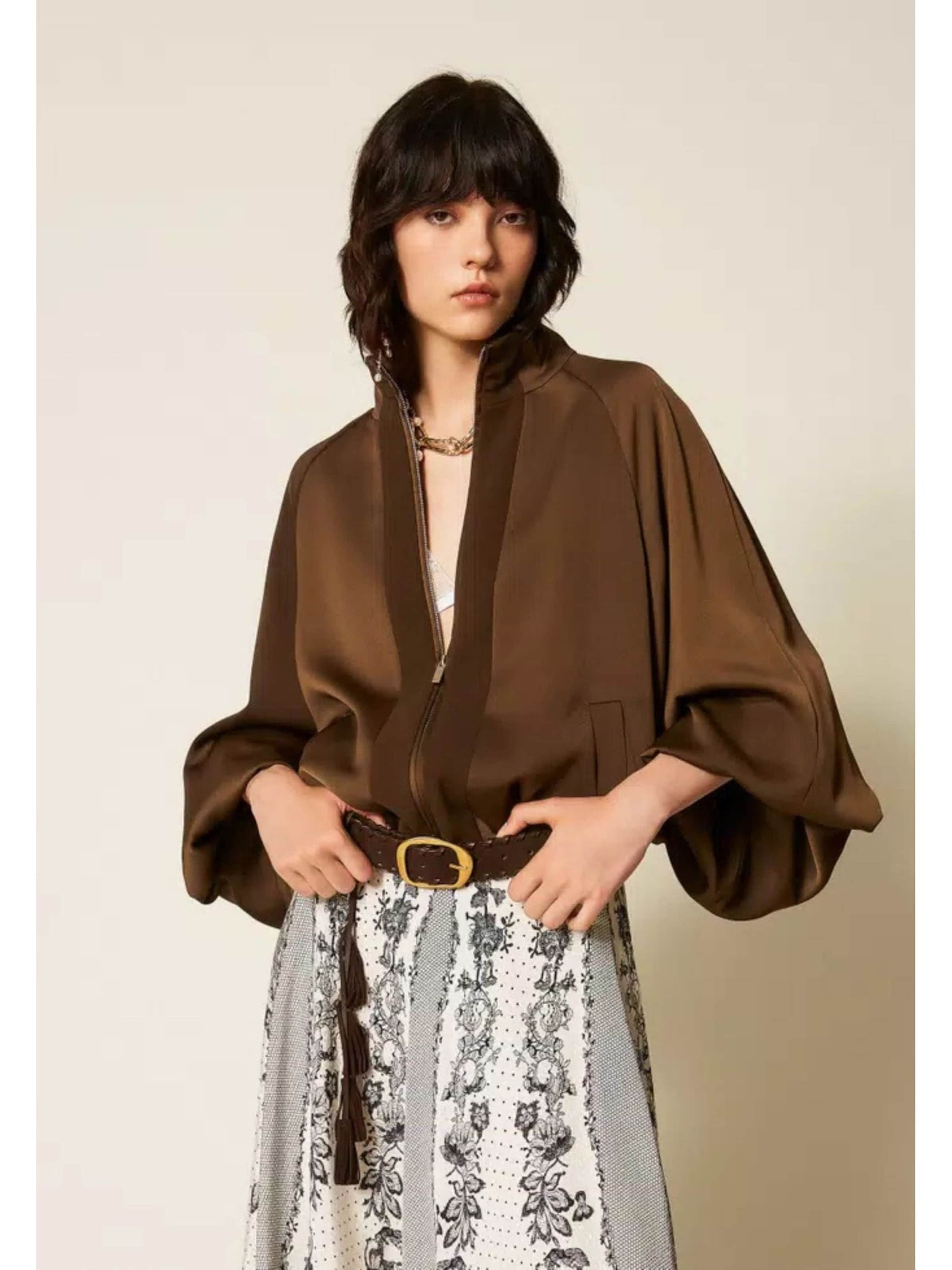 Twinset - Chaqueta de entretiempo 'balloon jacket in envers satin' en marrón