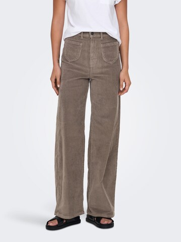 Wide Leg Pantalon 'ONLHope' ONLY en marron : devant