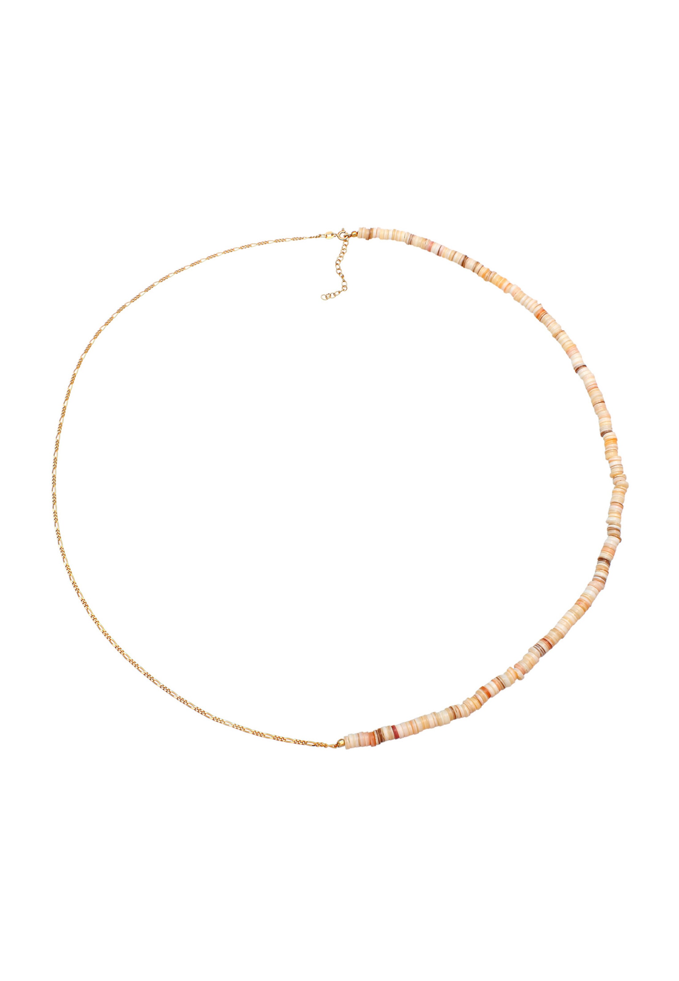 ELLI Kette 'Heishi Beads' in hellbeige / braun / gold / rot, Produktansicht