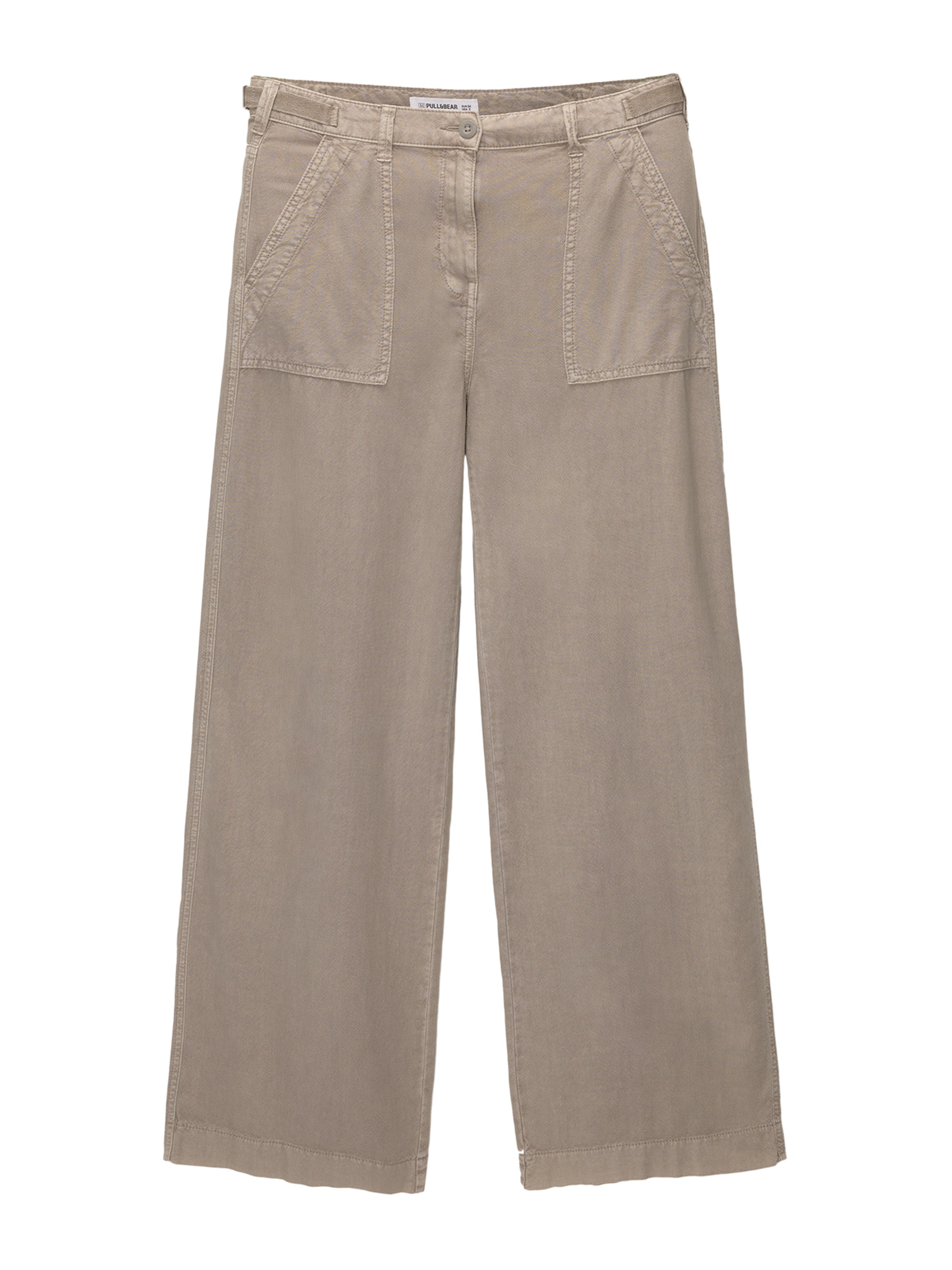 Pull&Bear Wide leg Trousers in Grey: front