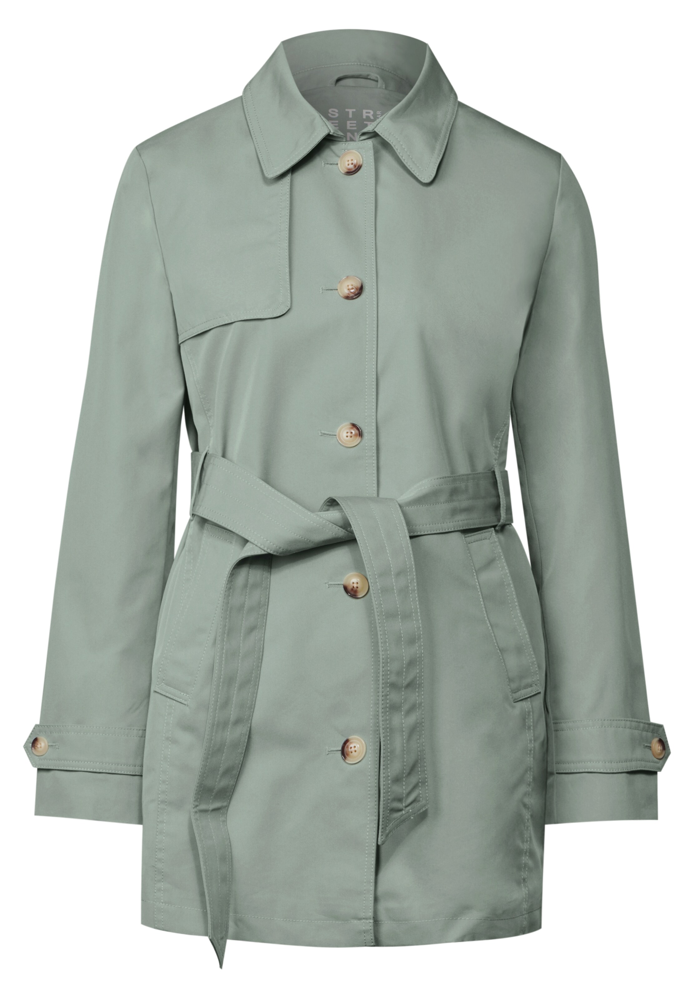 STREET ONE Between-Seasons Coat in Green: front