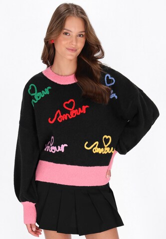 MYMO Υπερμέγεθες πουλόβερ 'Young Fashion' σε μαύρο: μπροστά