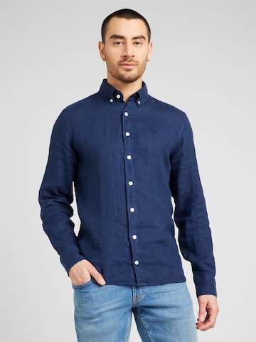 Hackett London Regular fit Overhemd in Blauw: voorkant