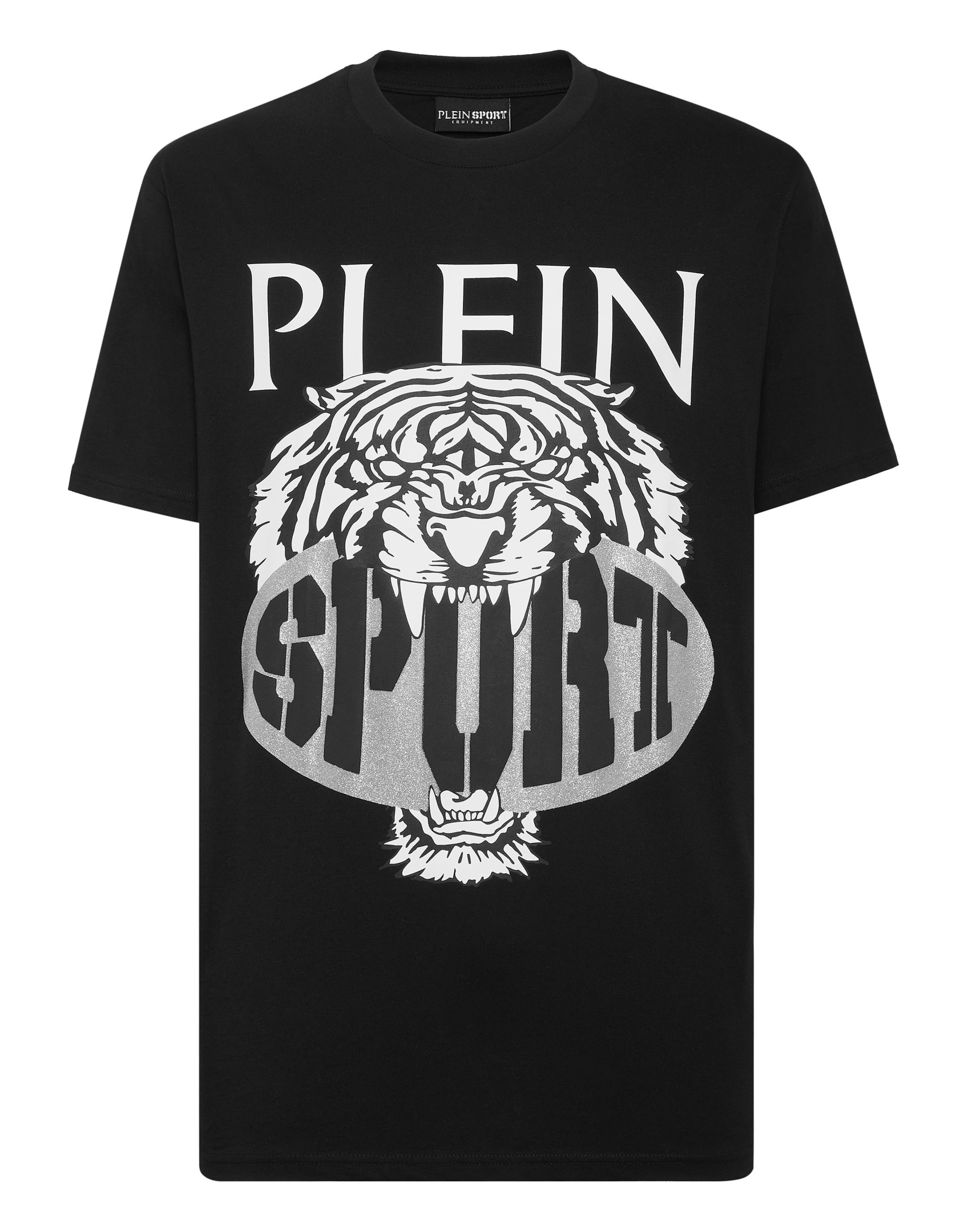 Plein Sport Shirt 'Tiger' in de kleur Lichtgrijs / Zwart / Wit, Productweergave