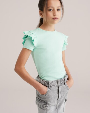 WE Fashion Тениска 'Meisjes' в зелено: отпред