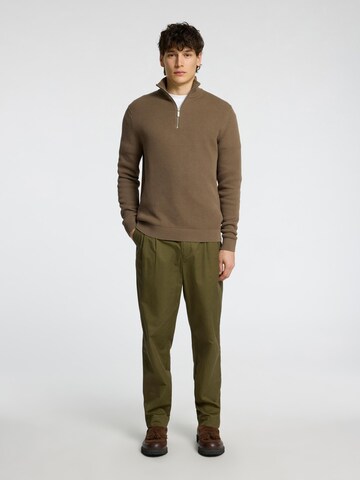 SELECTED HOMME Loosefit Bandplooibroek in Groen