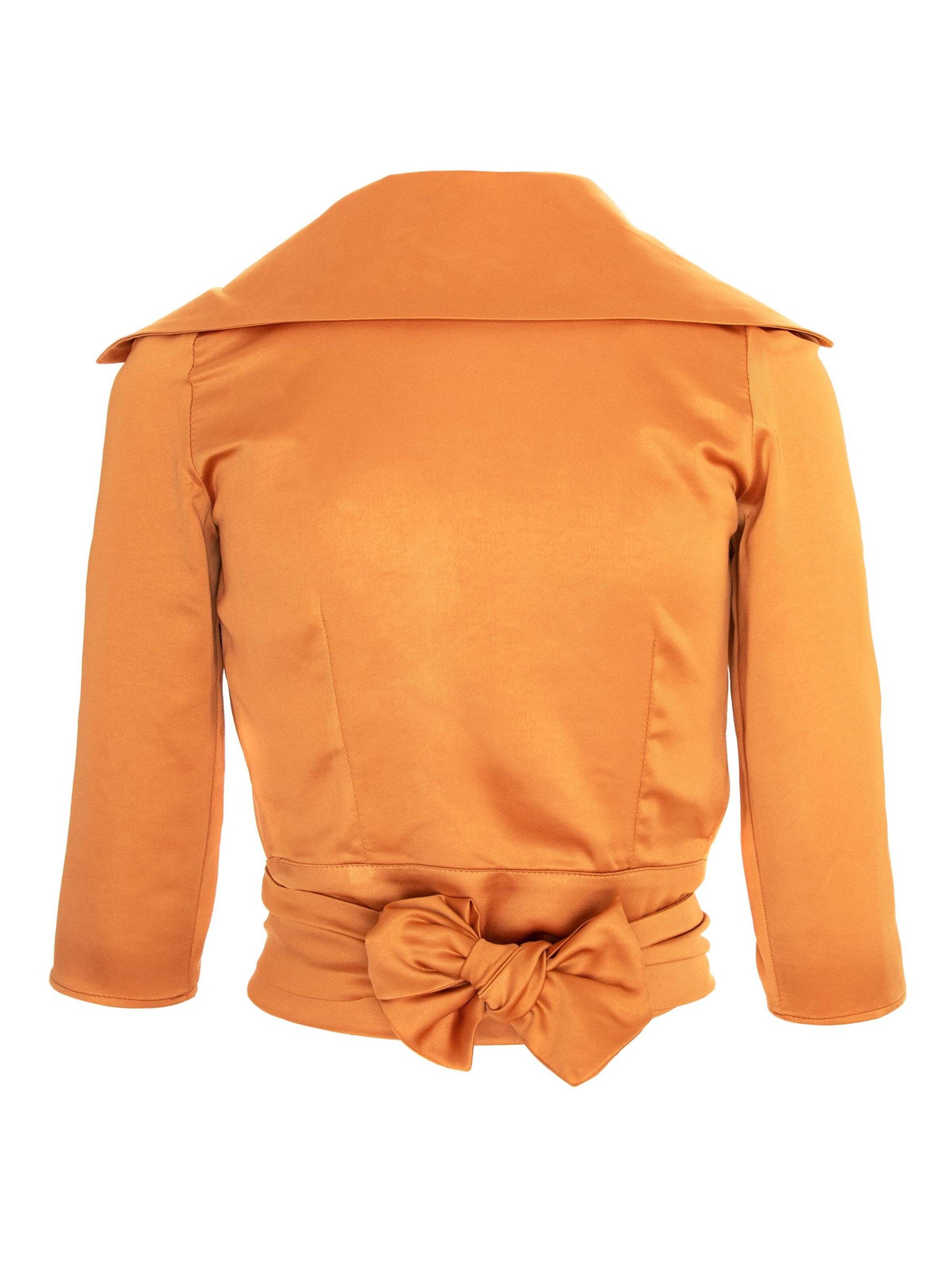 AVENUE N°29 - Blusa 'Satin Lapel Wrap Blouse With Bow' en naranja