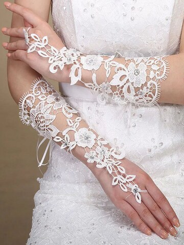 Tomshop24-7 Fingerless Gloves 'Floris' in White