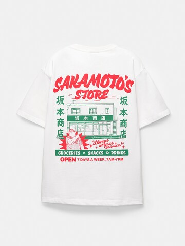 T-Shirt 'Sakamoto' Pull&Bear en blanc